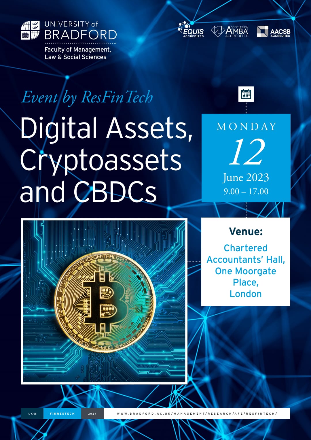 Event flyer — Digital Assets, Cryptoassets and CBDCs, 12 June 2023, Chartered Accountants' Hall, London
